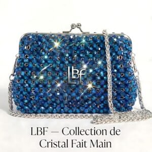 Pink handcrafted crystal bead bag with luxury patter